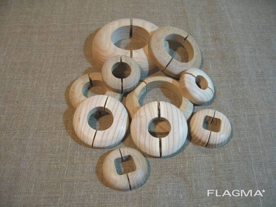 Decorative wooden covers/rosettes for pipes, single.