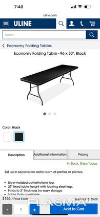 Economy Folding Table - 96 x 30”, Black