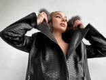 Biker jacket made of natural python with marten fur - photo 1