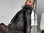 Biker jacket made of natural python with marten fur - photo 2
