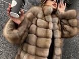 Fur coat made of marten fur with a stand-up collar - photo 2